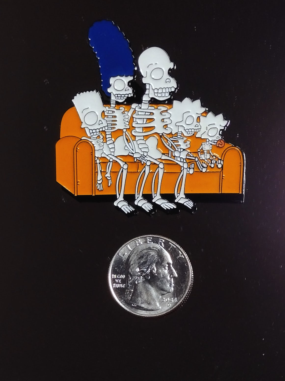 LARGE SKELETON SIMPSONS ON COUCH PIN