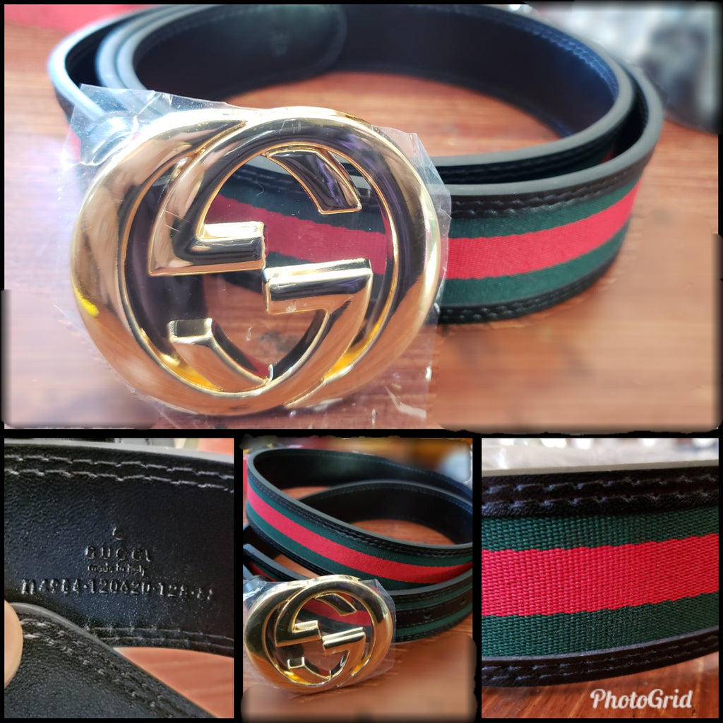 Black, Green And Red Belt By Gucci SIZE 38