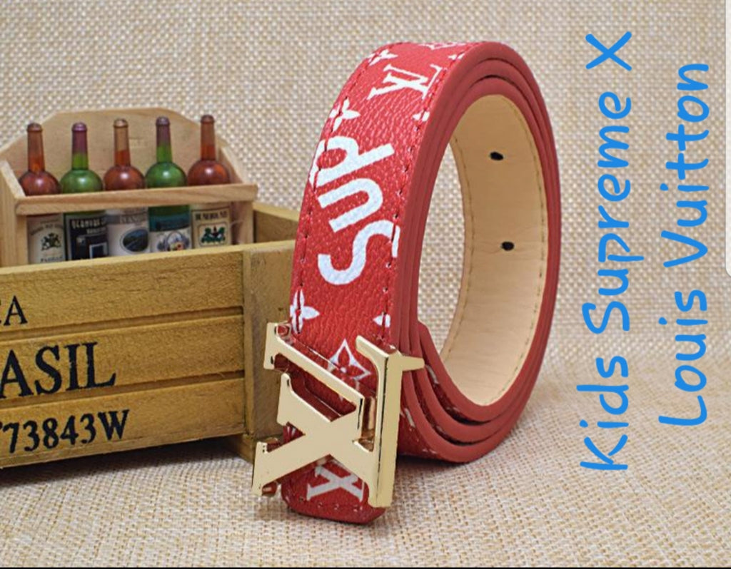 Kids Red LV Supreme Belt