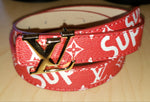 Kids Red LV Supreme Belt