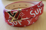 Kids Red LV Supreme Belt