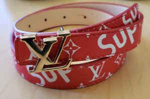 Kids Red LV Supreme Belt