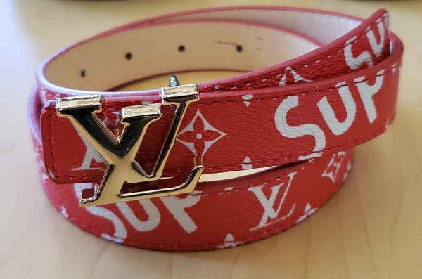 Louis Vuitton Supreme Red Monogram Leather Belt
