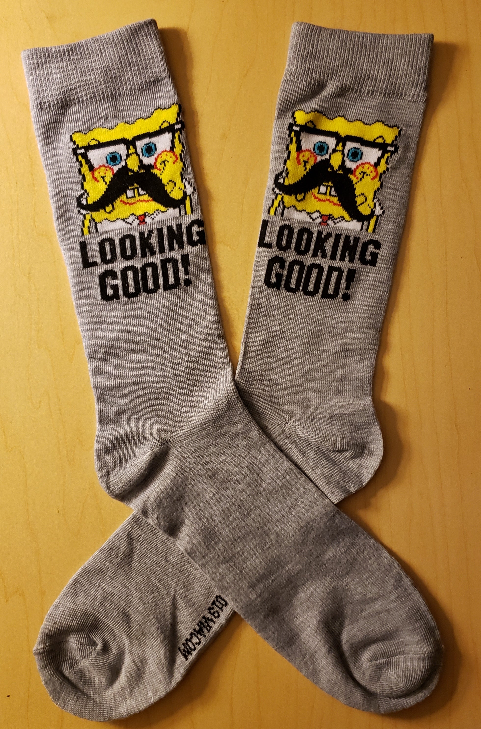 Spongebob Mustache Crew Socks