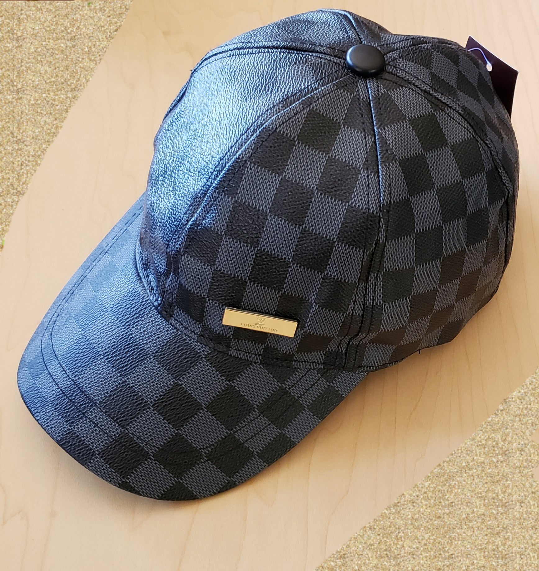 Black Checkered Cap By Louis Vuitton