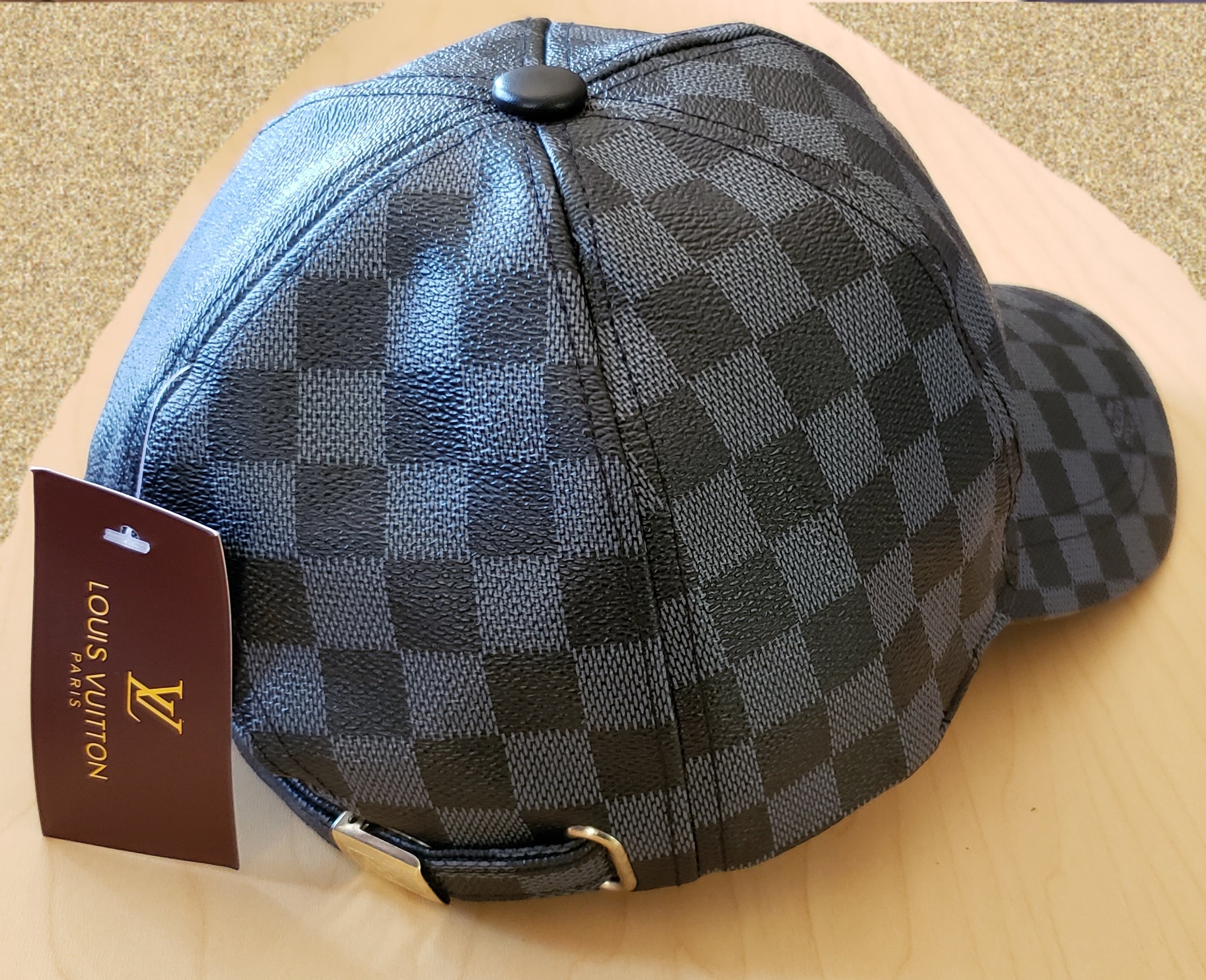 Black Checkered Cap By Louis Vuitton