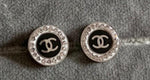 Silver Crystal CHANEL Stud Earrings