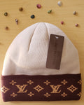 Cream And Brown Beanie By Louis Vuitton