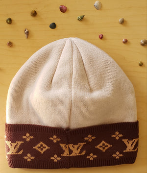 Cream And Brown Beanie By Louis Vuitton