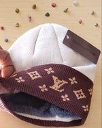 Cream And Brown Beanie By Louis Vuitton