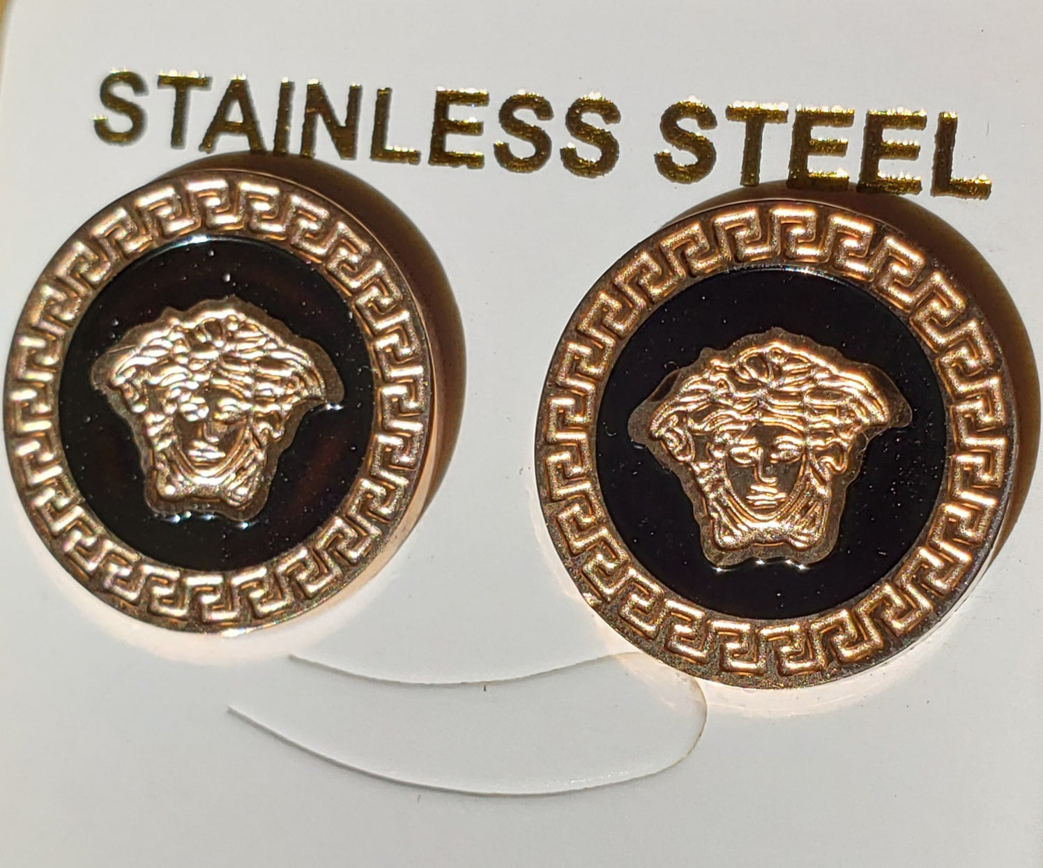 Gold And Black Versace Stud Earrings