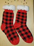 Winter Fluff Red Flannel Slipper Socks