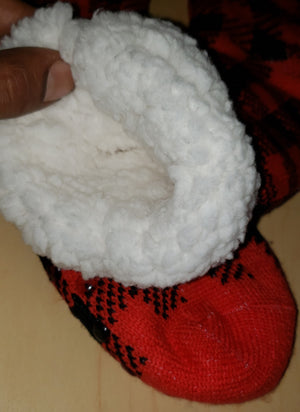 Winter Fluff Red Flannel Slipper Socks