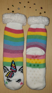 Winter Fluff Rainbow Unicorn Slipper Socks