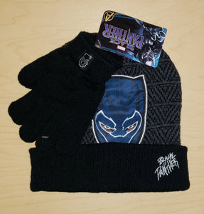 Black Panther Beanie + Gloves Set