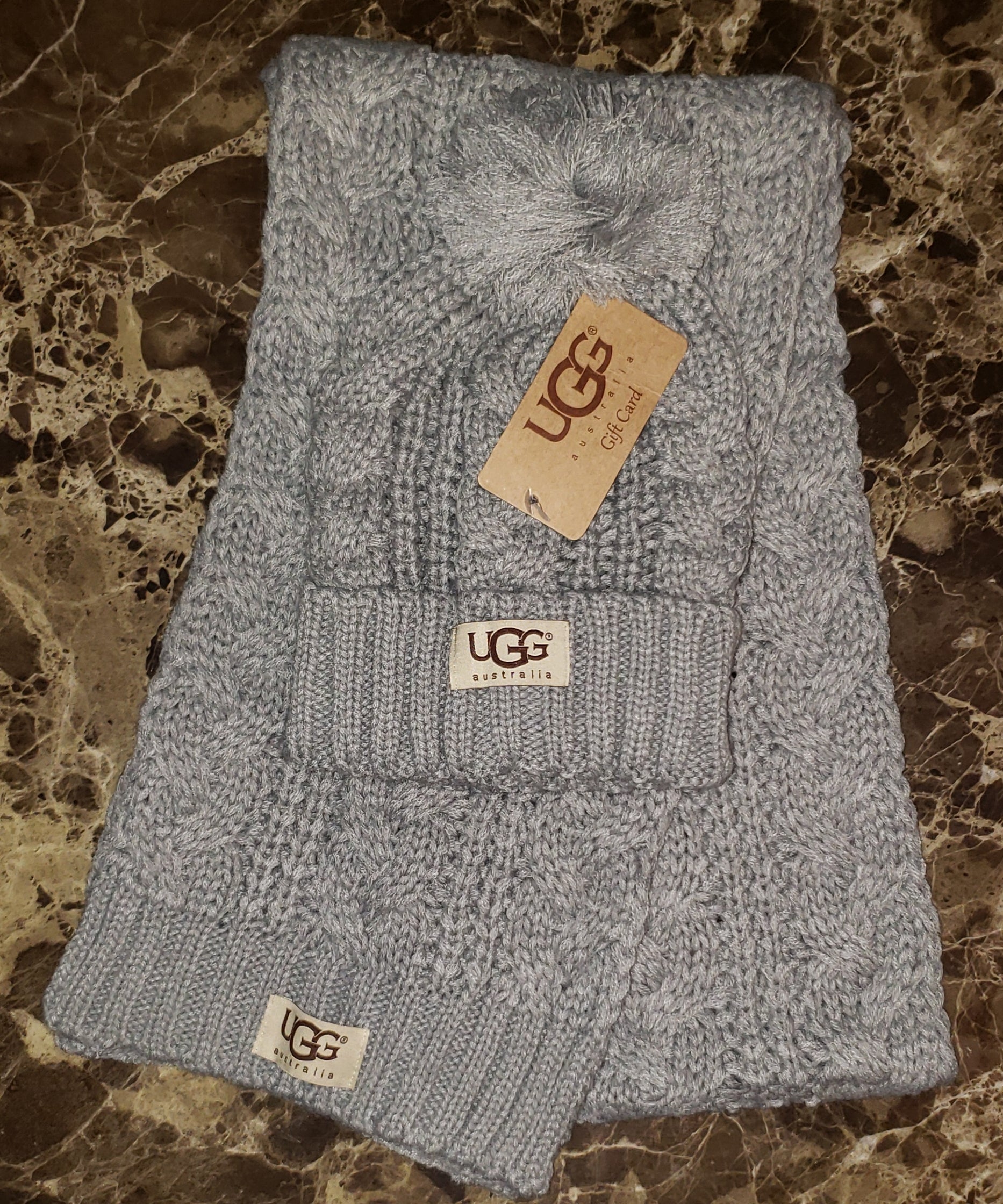 Wolf Grey Beanie And Scarf Set By UGG