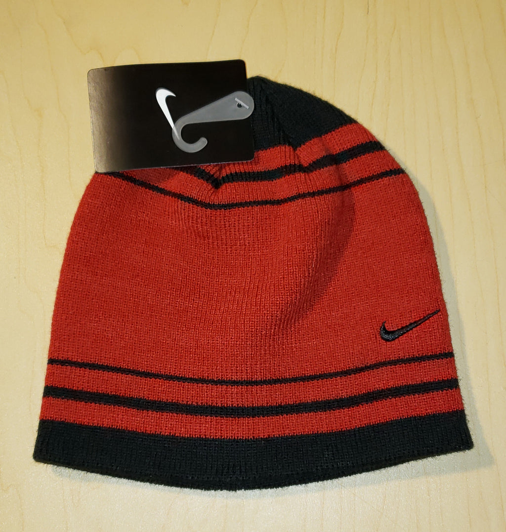 Red With Black Stripes NIKE Beanie