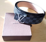 Black Checkered Silver LV Belt By Louis Vuitton