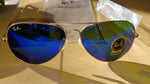 Gold Frame Aviators W/ Blue Lens By Ray Ban