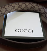 Coffee GUCCI Leather Belt With Gold GG Buckle SIZE 36