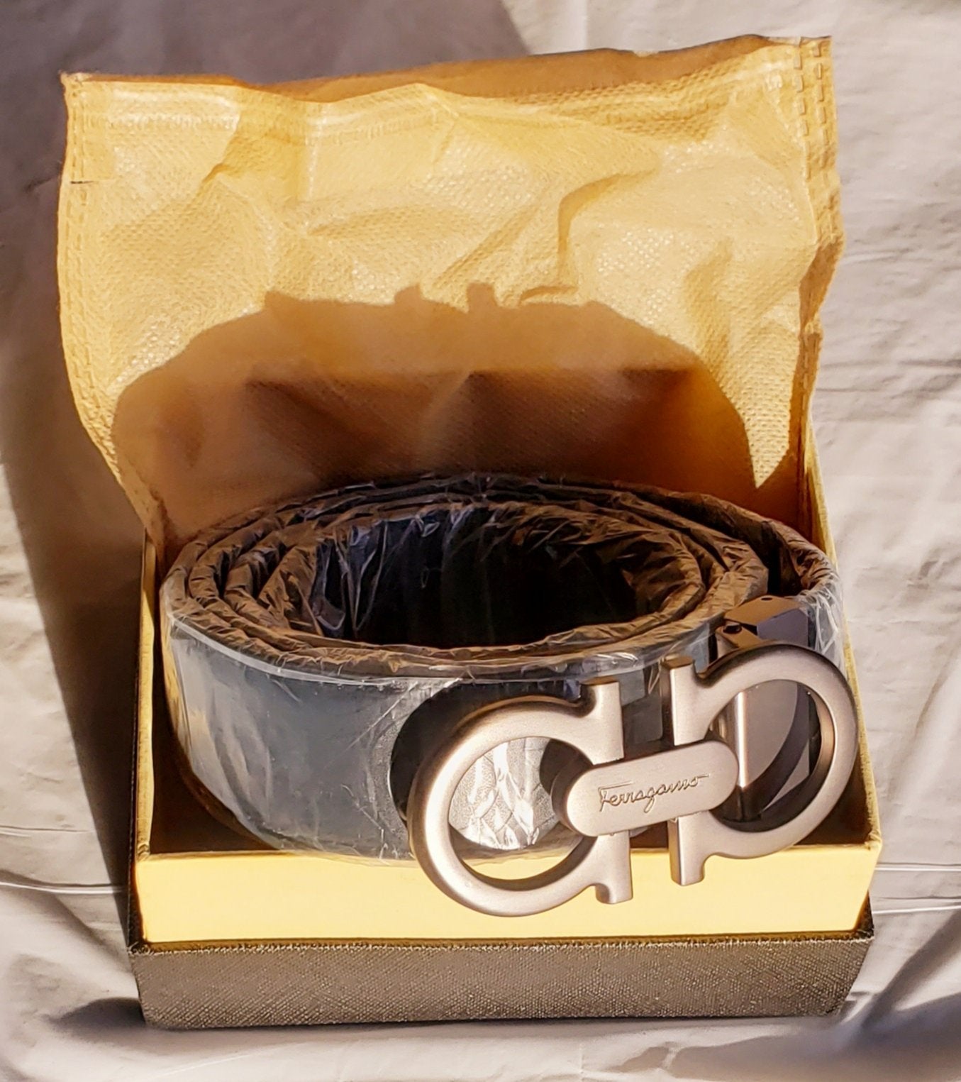 Black And Titanium Salvatore Ferragamo Belt