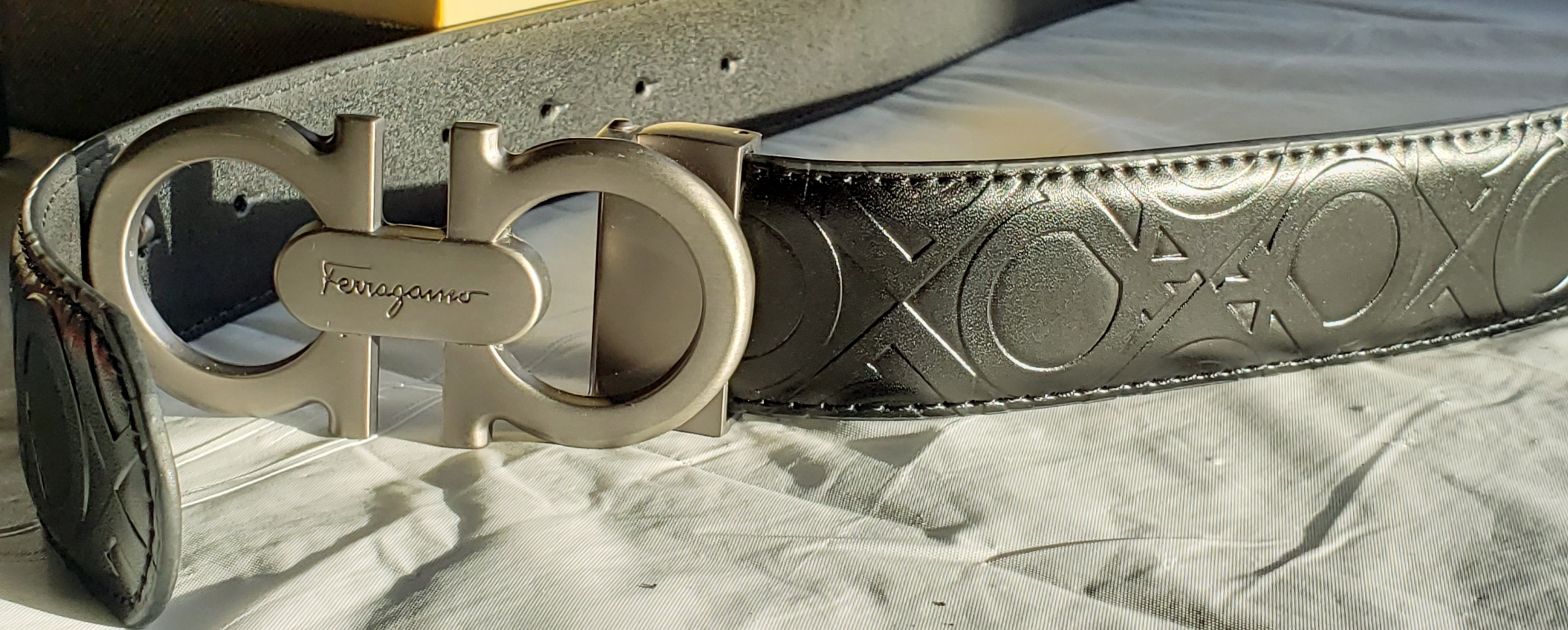 Black And Titanium Salvatore Ferragamo Belt