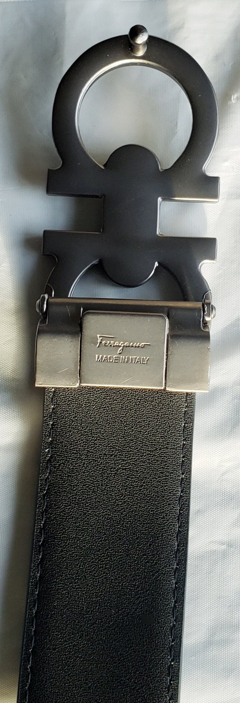 Black And Titanium Salvatore Ferragamo Belt