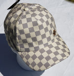 White And Gold Checkered Cap By Louis Vuitton