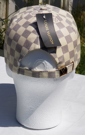 White And Gold Checkered Cap By Louis Vuitton