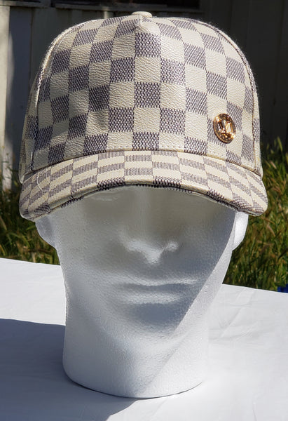 White And Gold Checkered Cap By Louis Vuitton – SILLY SAPP