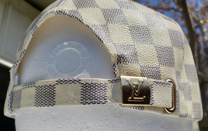 White And Gold Checkered Cap By Louis Vuitton