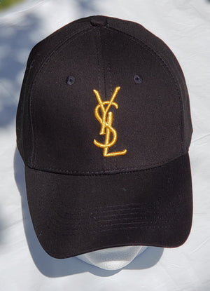 Black And Gold YSL StrapBack Cap