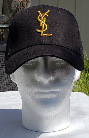 Black And Gold YSL StrapBack Cap