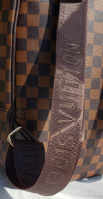 Brown Leather Damier Print Louis Vuitton Backpack