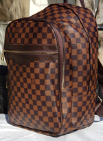 Brown Leather Damier Print Louis Vuitton Backpack