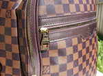 Brown Leather Damier Print Louis Vuitton Backpack