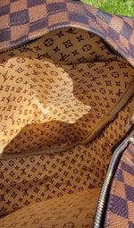 Brown Leather Damier Print Louis Vuitton Backpack