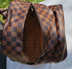 Brown Leather Damier Print Louis Vuitton Backpack