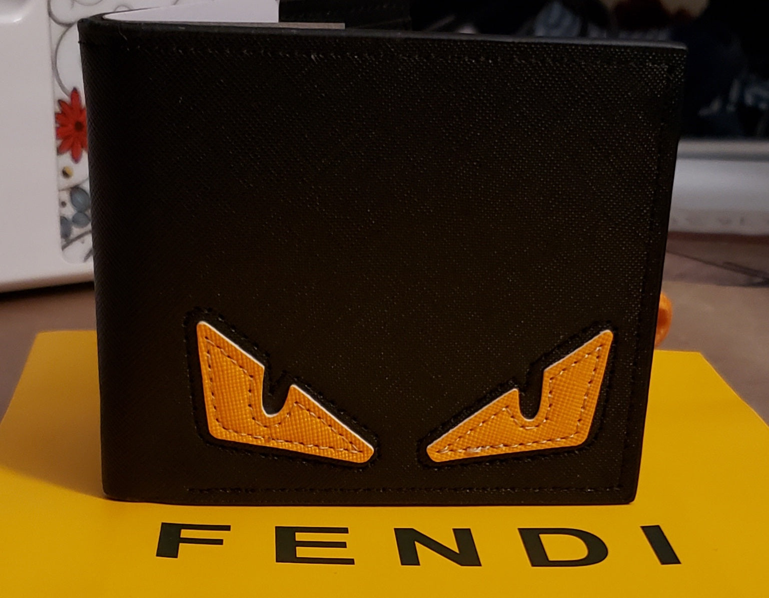 Black With Yellow FENDI Eyes Wallet