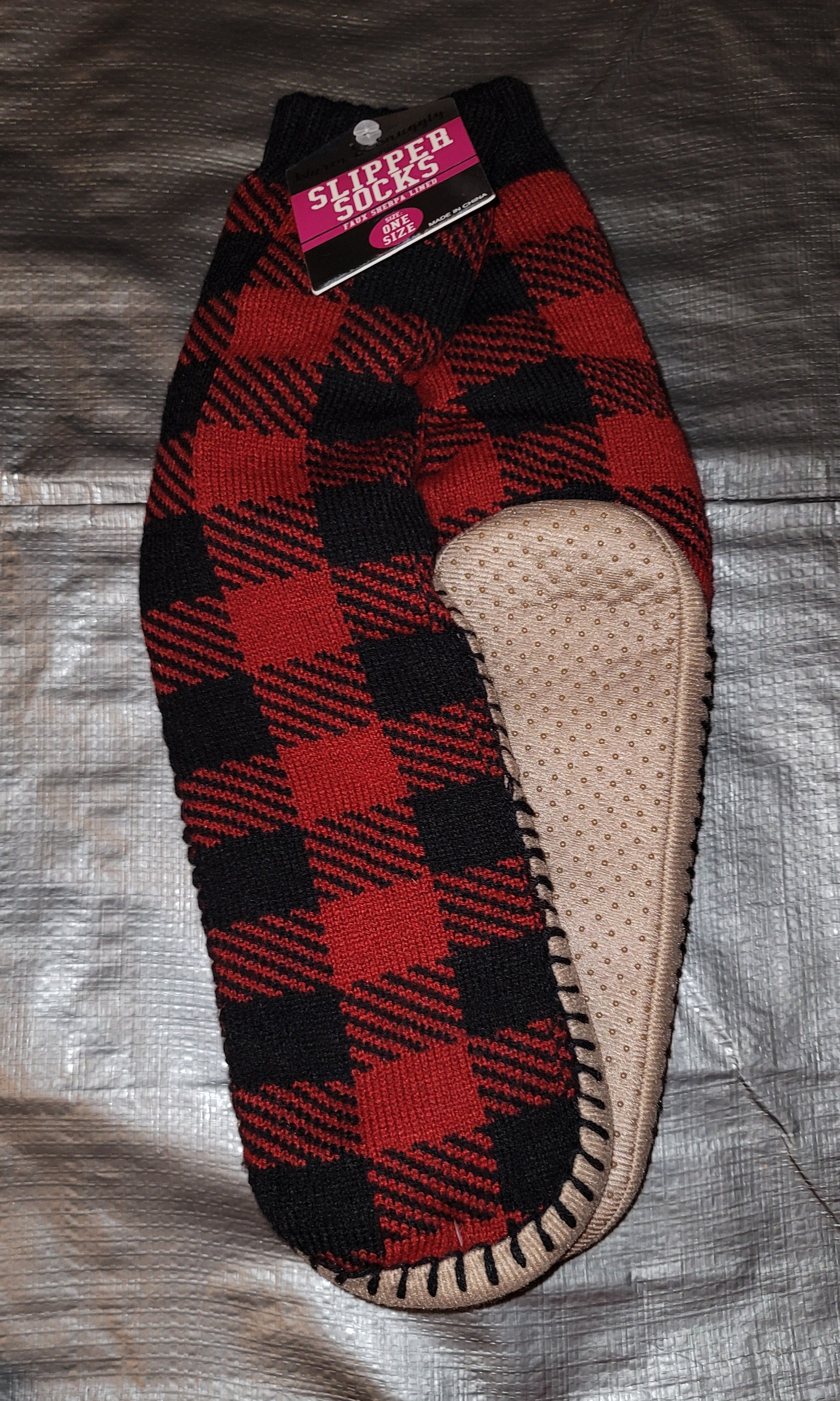 RED And Black Slipper Socks