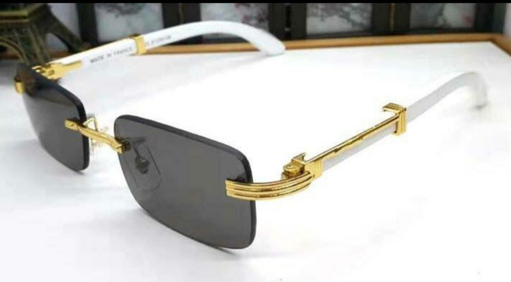 Cartier WHITE BUFF Gold Shades