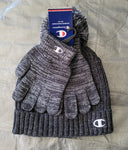 Gray Shimmer CHAMPION Beanie And Glove Set