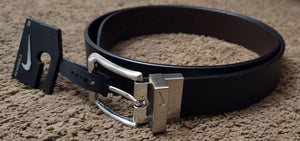 Black Leather And Chrome NIKE Reversible Belt Size 38