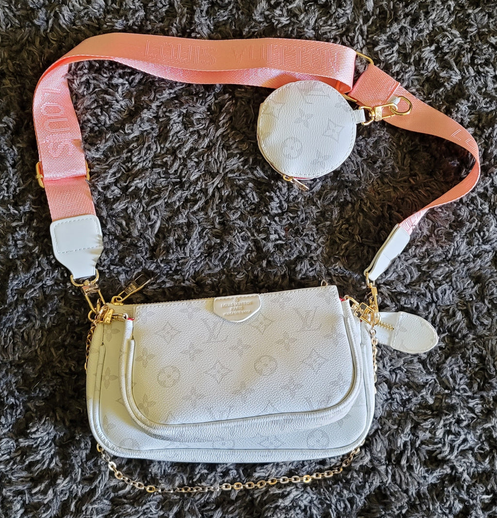 White And Pink "3 Piece" LOUIS VUITTON Shoulder Bag