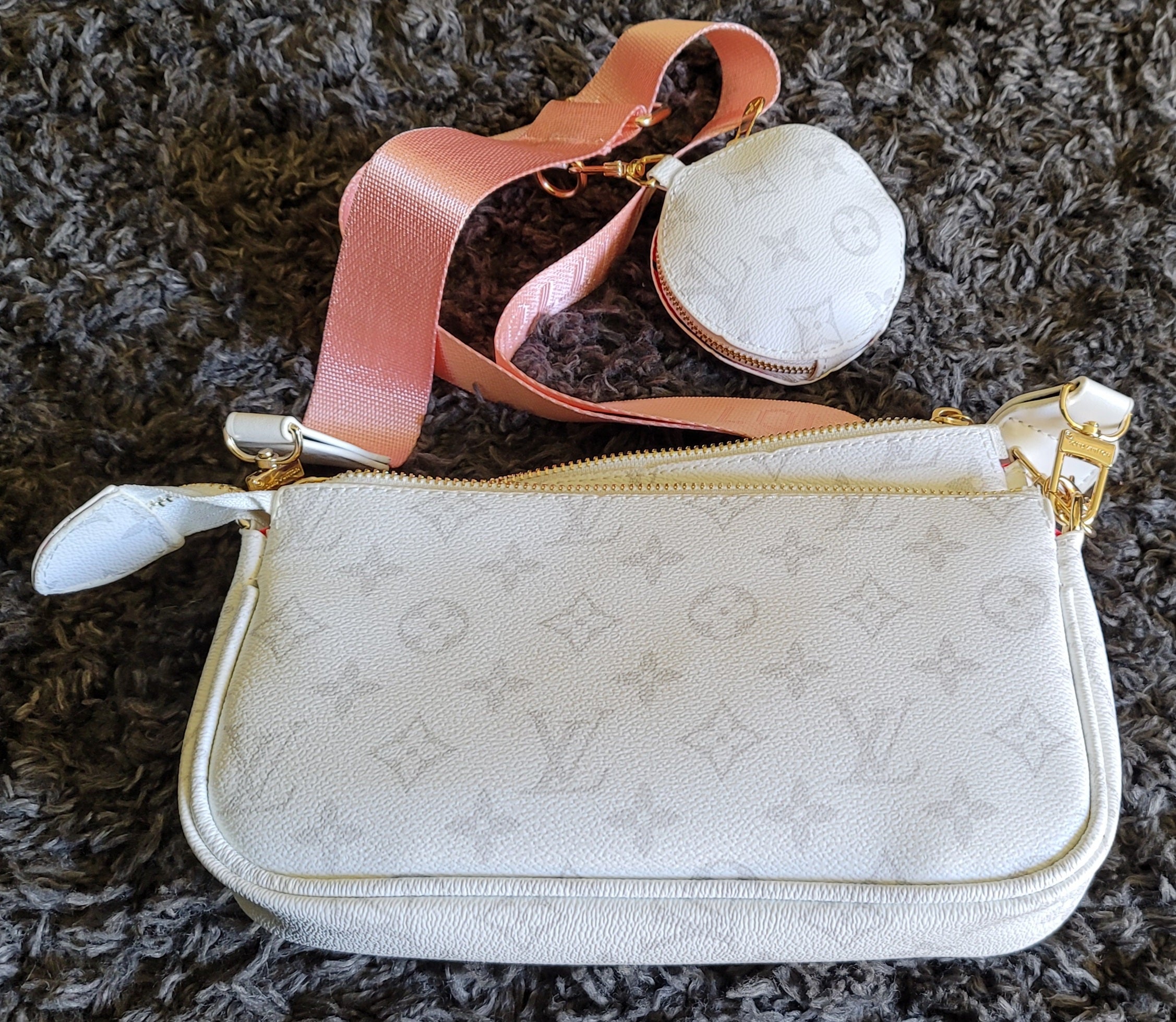 White And Pink "3 Piece" LOUIS VUITTON Shoulder Bag