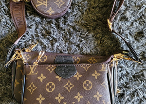 Brown And Gold "3 Piece" LOUIS VUITTON Shoulder Bag