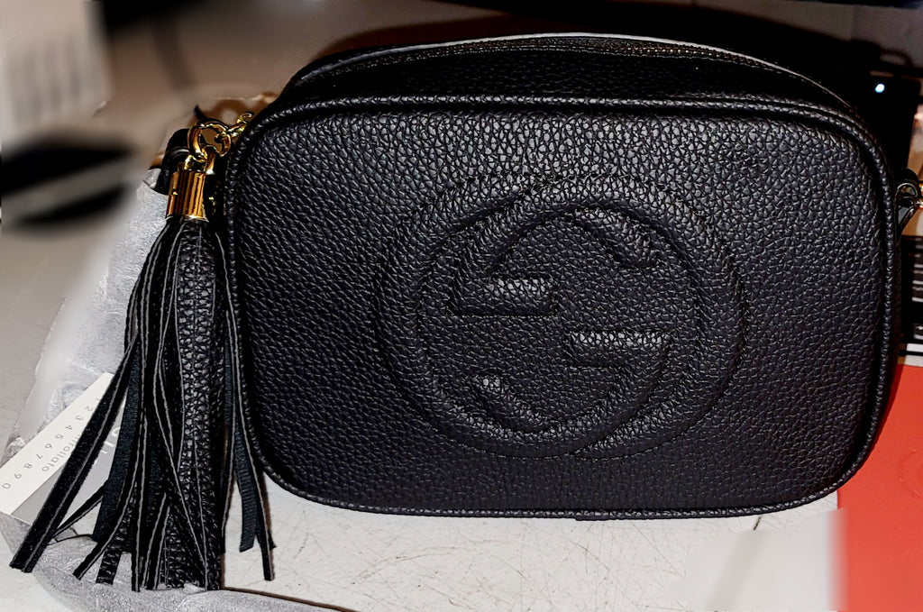 Black Gucci Double G Leather Shoulder Bag