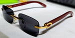 Cartier Rectangular Rimless Shades W/ Gold Accents