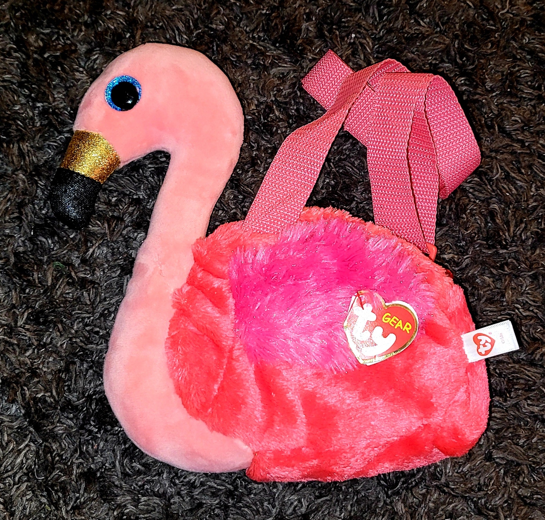 KIDS PINK FLAMINGO PLUSH PURSE By TY