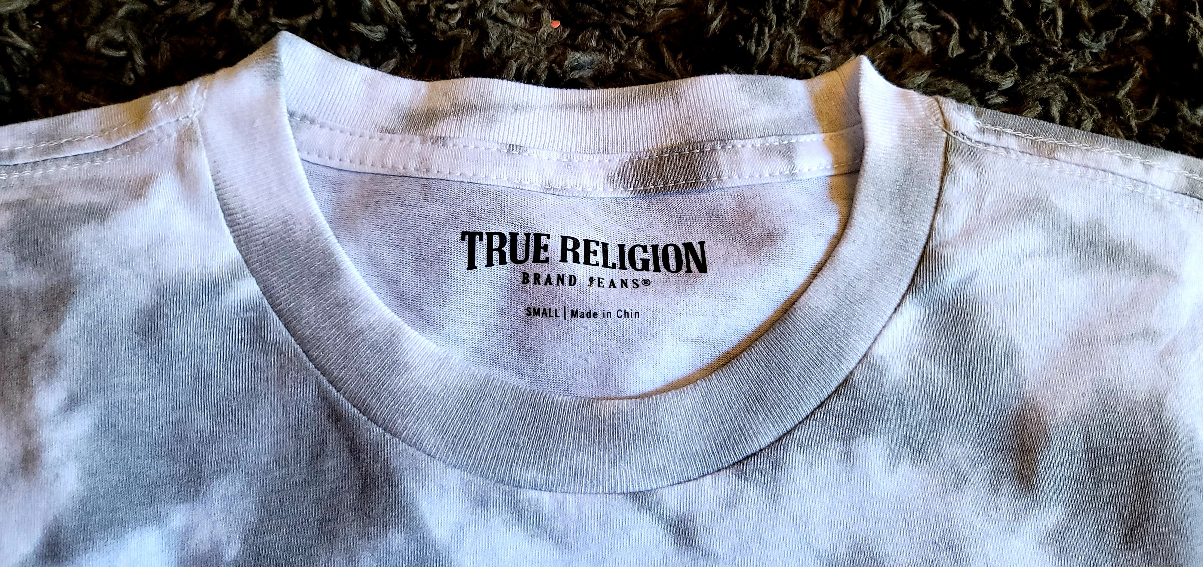 White W/ Gray Tie Dye True Religion T Shirt SIZE SMALL